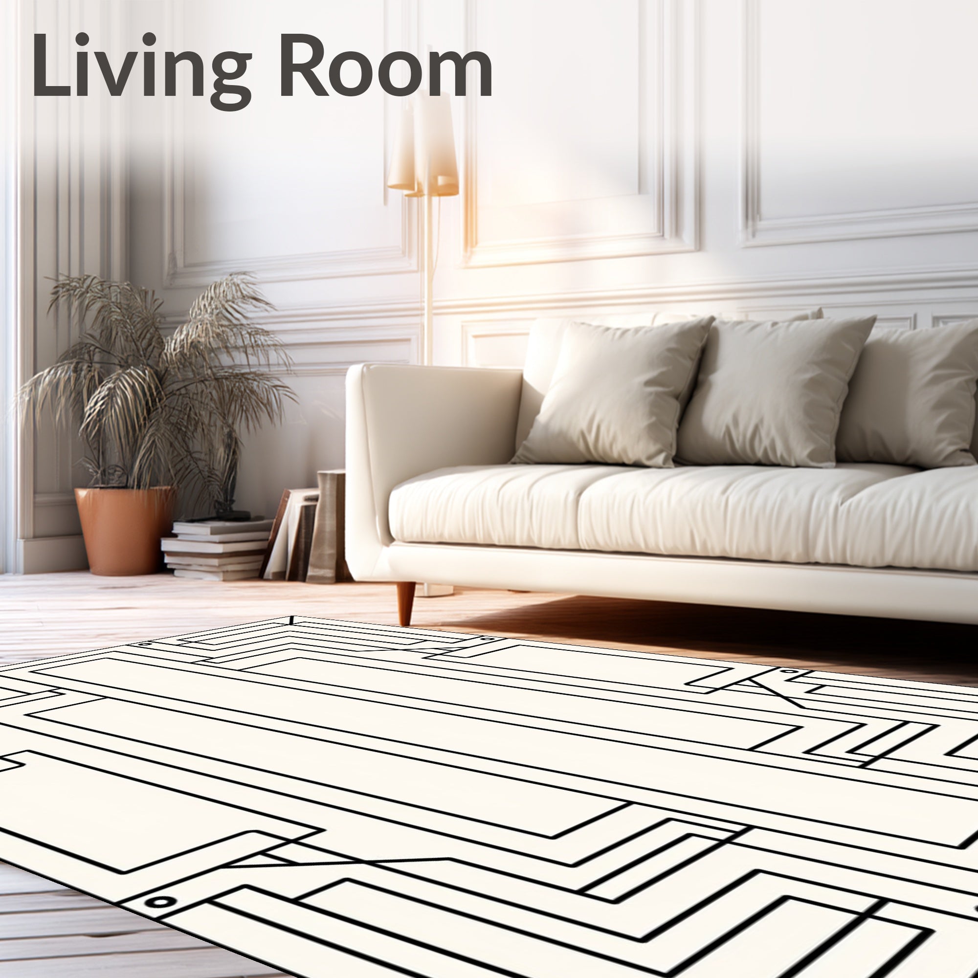 Monochromatic Geometric Art Deco Pattern Rug