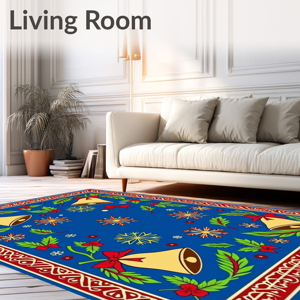 Festive Bells and Snowflake Pattern Rug