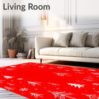 Festive Trees Snowflakes Pattern Rug