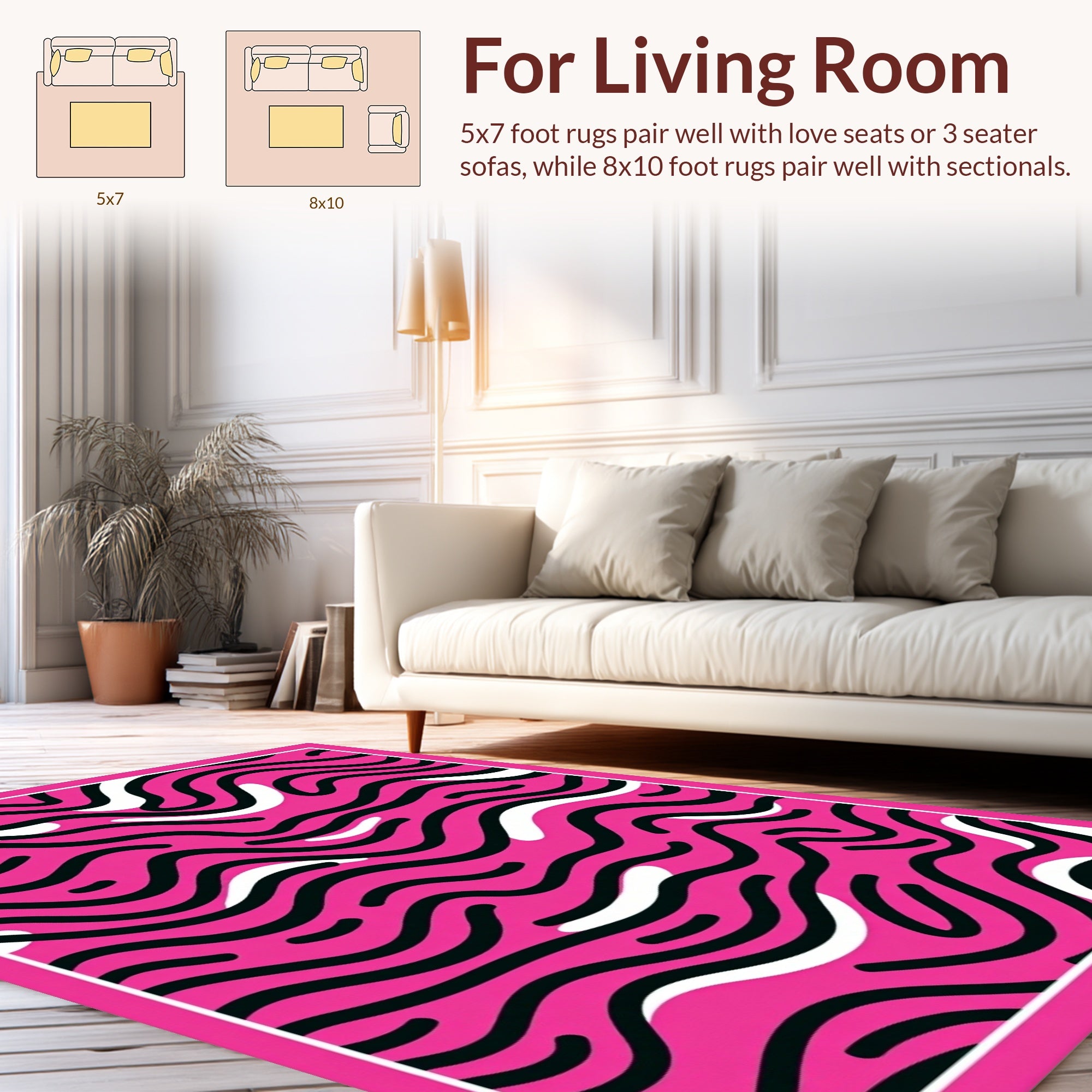 Bold Pink Abstract Swirl Pattern Rug