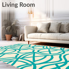 Teal Intertwined Organic Wave Pattern Rug