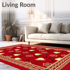 Festive Red Bell And Flower Pattern Rug