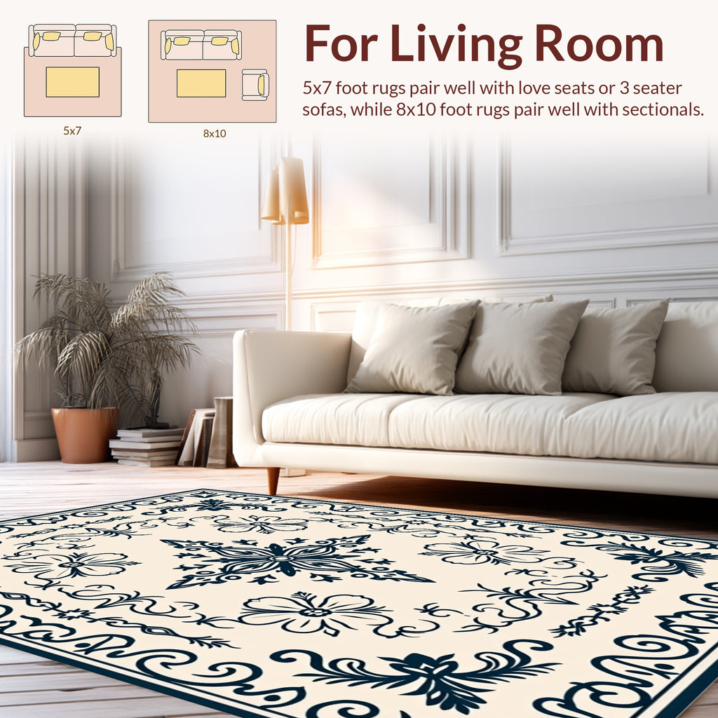 Classic Floral Border Design Rug