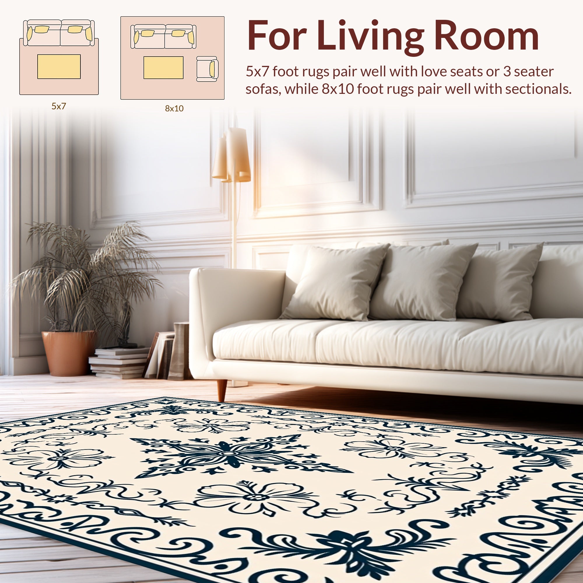Classic Floral Border Design Rug