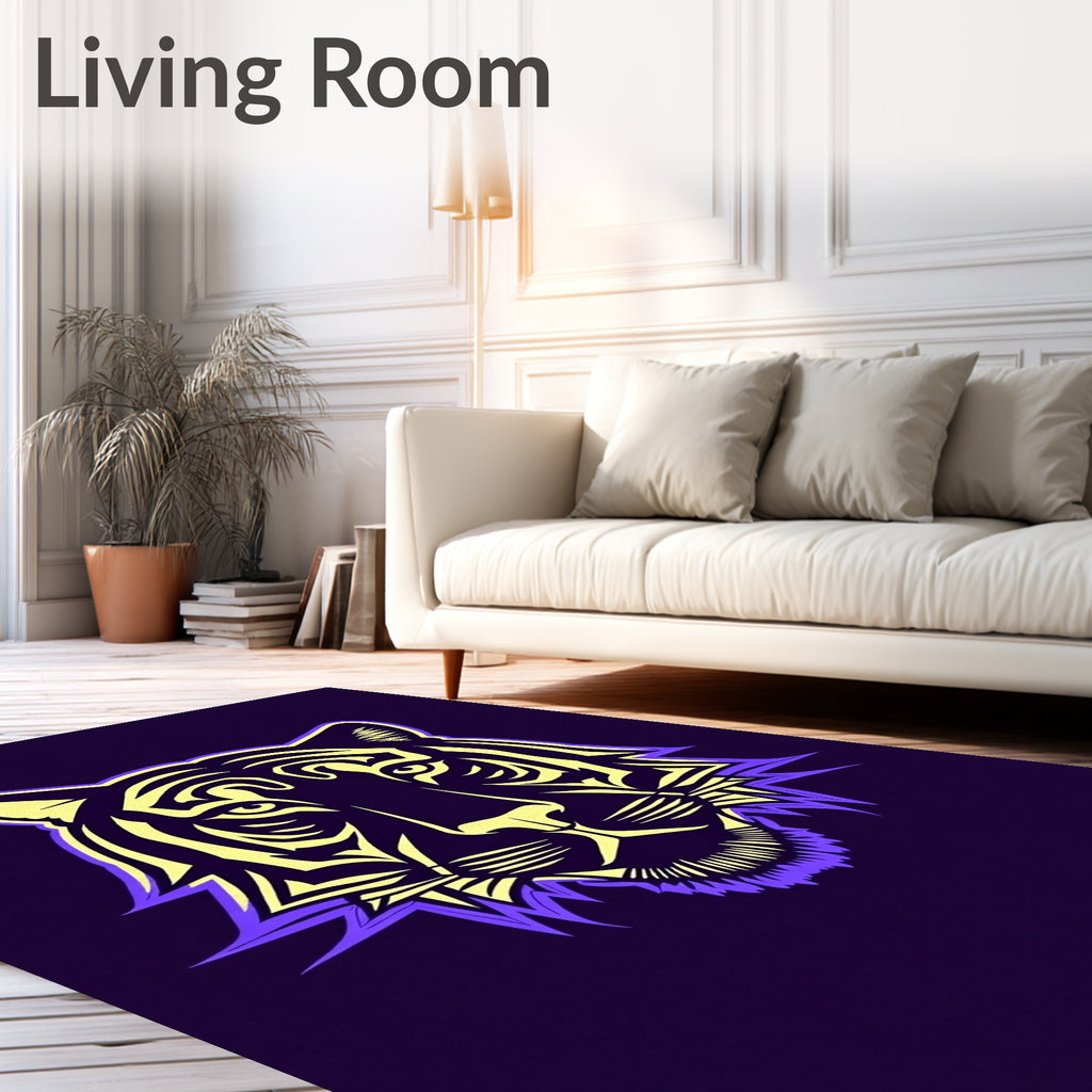 Bold Tiger Face Tribal Design Rug