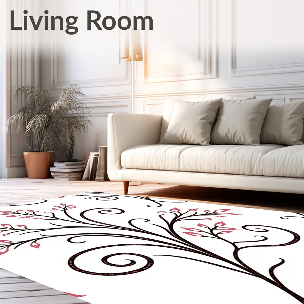 Elegant Swirl Floral Leaf Pattern Rug