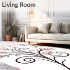 Elegant Swirl Floral Leaf Pattern Rug