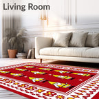 Red Yellow Gnomes Star Border Rug