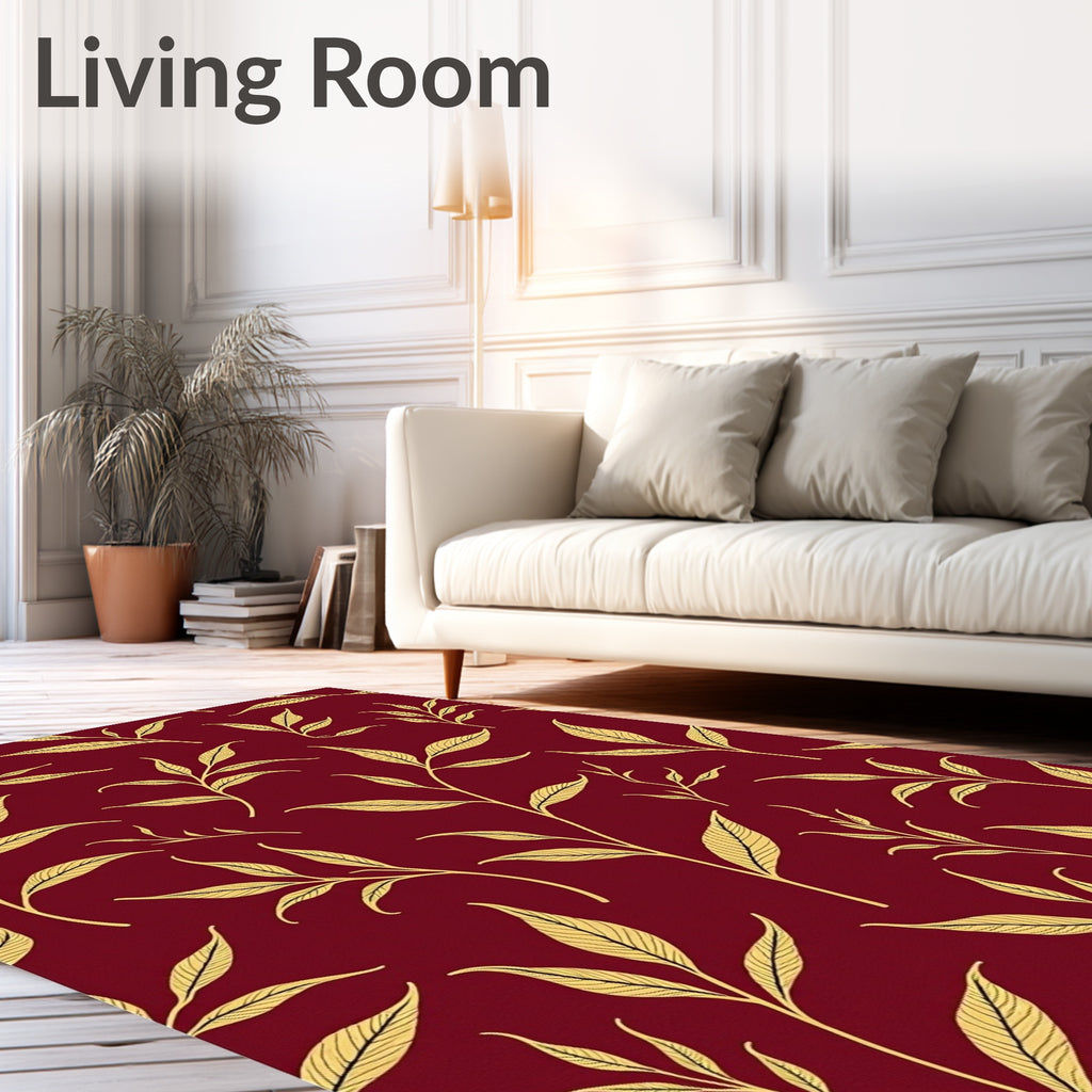 Elegant Gold Leaf Pattern Rug