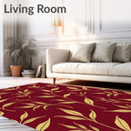 Elegant Gold Leaf Pattern Rug