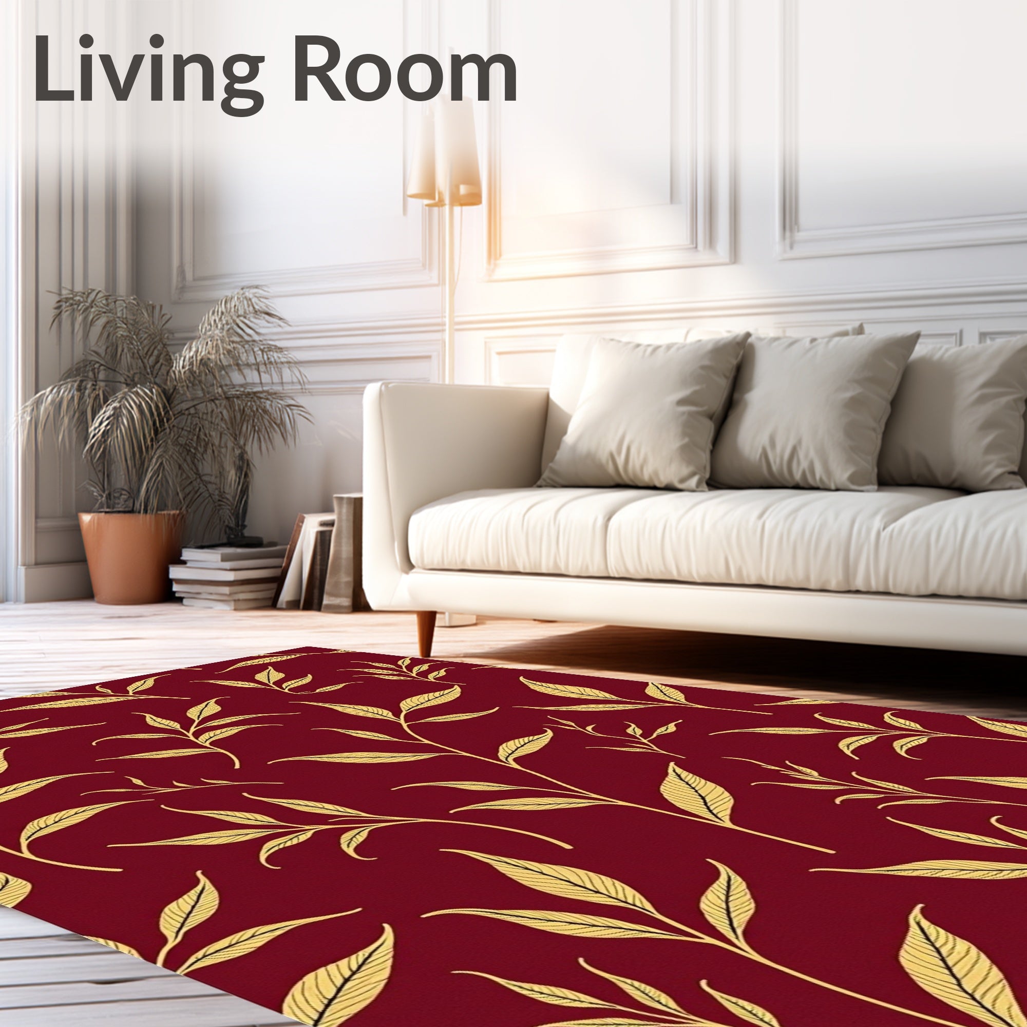 Elegant Gold Leaf Pattern Rug