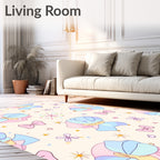 Pastel Colors Bows Flowers Design Rug