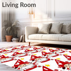 Cute Red Gnome Stars Background Rug