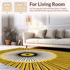 Radiating Sunburst Yellow Black Rug