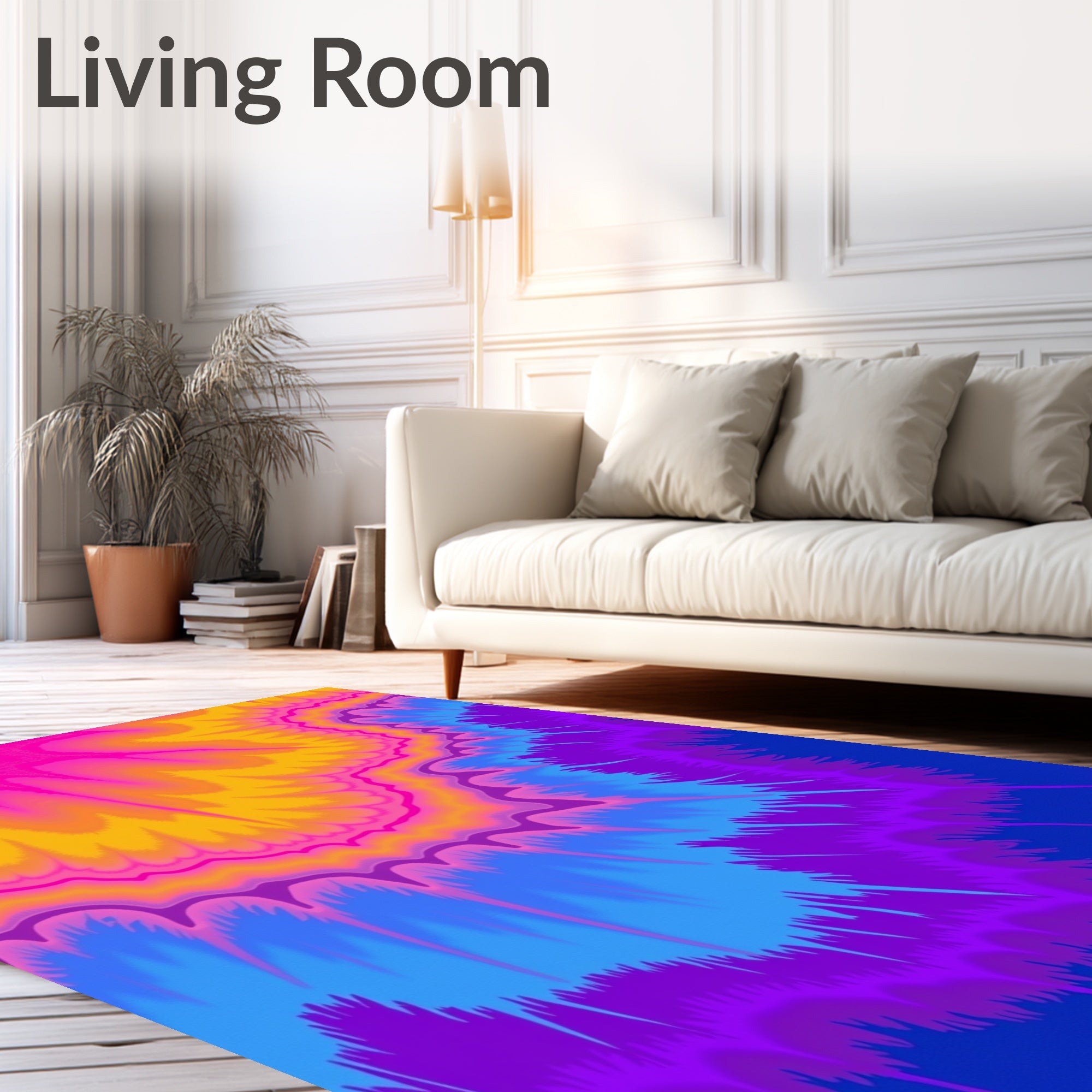 Vibrant Psychedelic Fan Pattern Rug