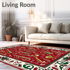 Musical Instruments Red Patterned Rug
