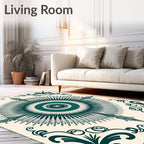 Radiant Sunburst Scrollwork Design Rug