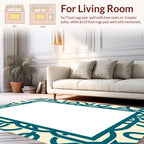 Teal Swirl Pattern Border Design Rug