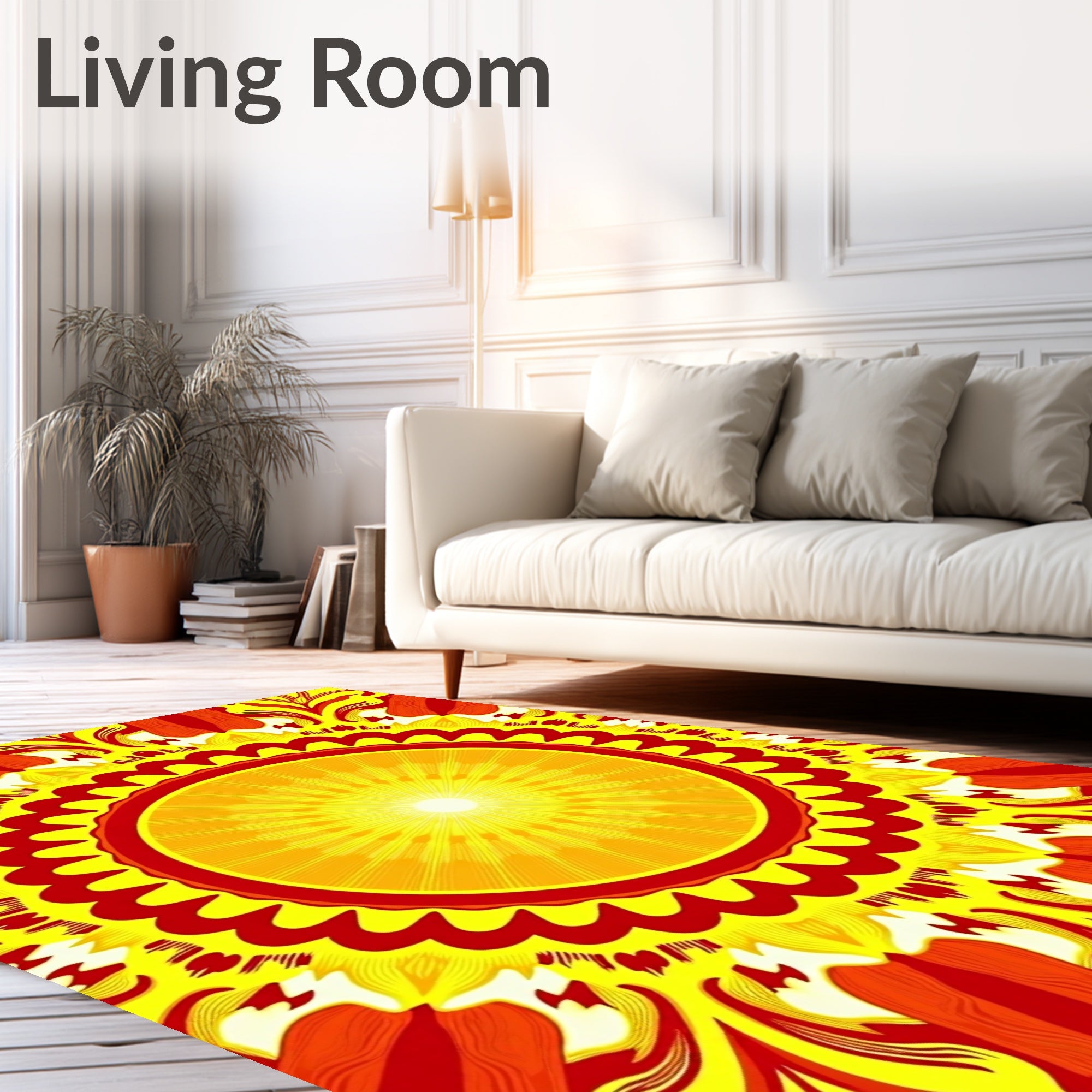 Radiant Sunburst Mandala Pattern Rug