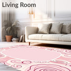Abstract Pink Rose Swirl Pattern Rug