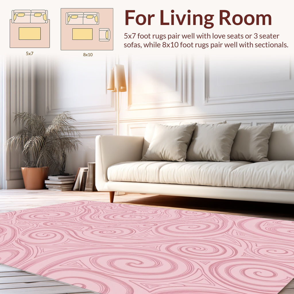 Pink Swirls and Triangles Pattern Rug
