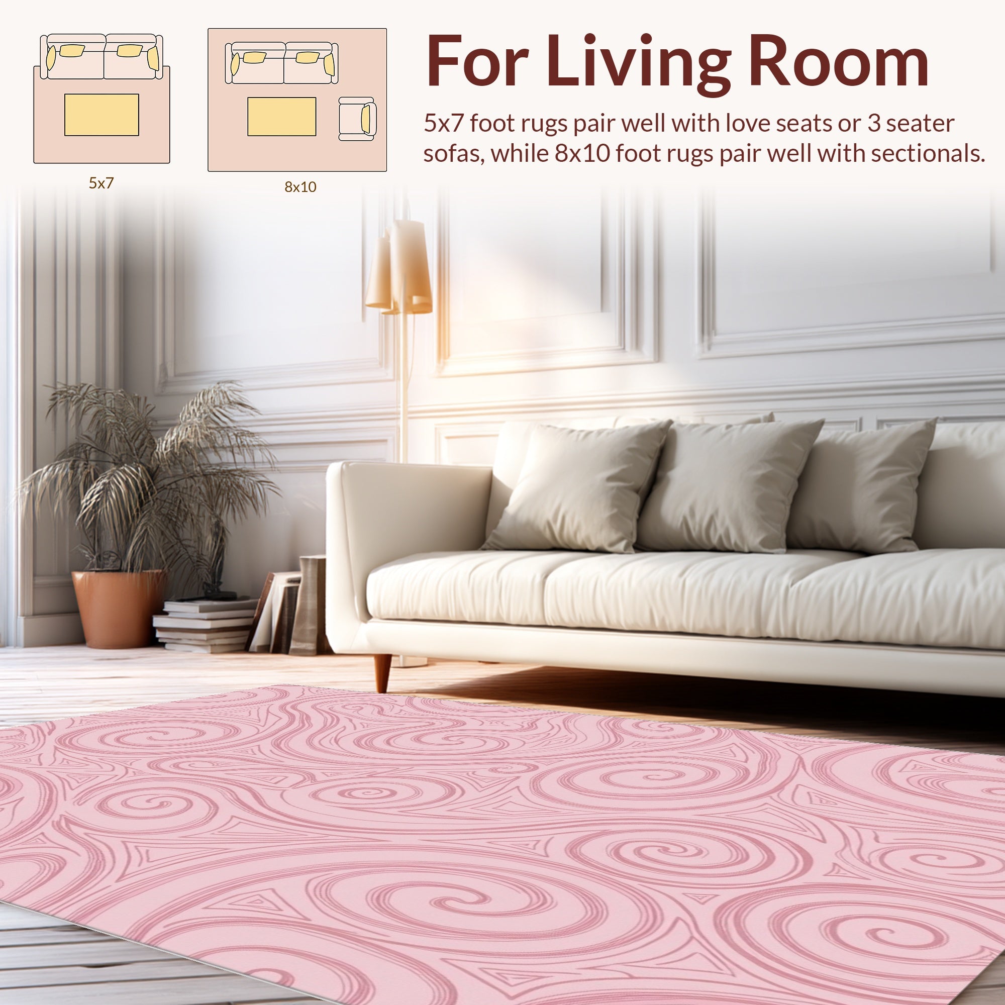 Pink Swirls and Triangles Pattern Rug