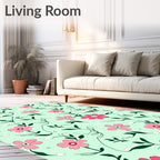 Floral Vines Pink Blossoms Design Rug