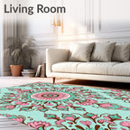 Floral Medallion Pattern With Pink Accents Rug