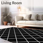 Monochrome Diamond Net Pattern Rug