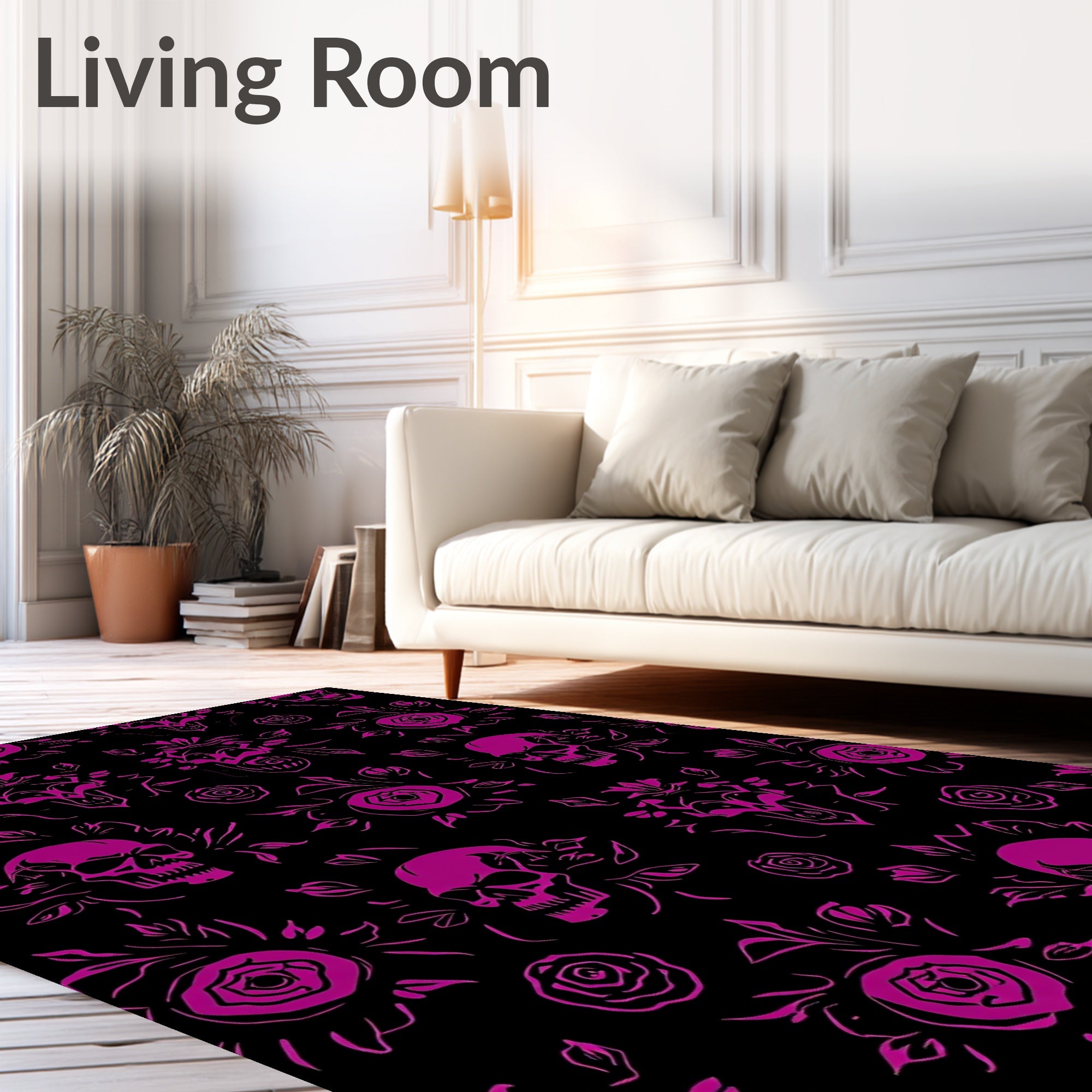 Gothic Skull Floral Style Rug