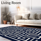 Modern Maze Patterned Geometric Design Rug