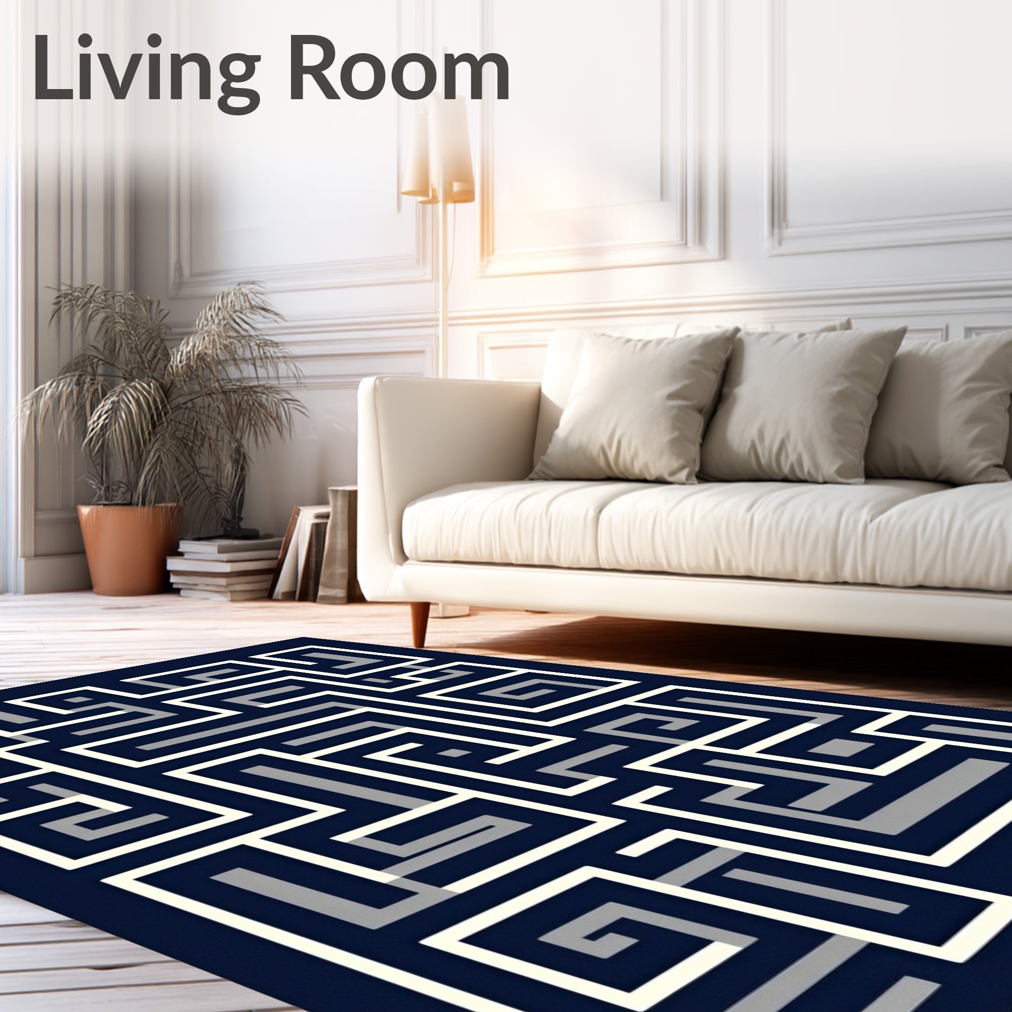 Modern Maze Patterned Geometric Design Rug