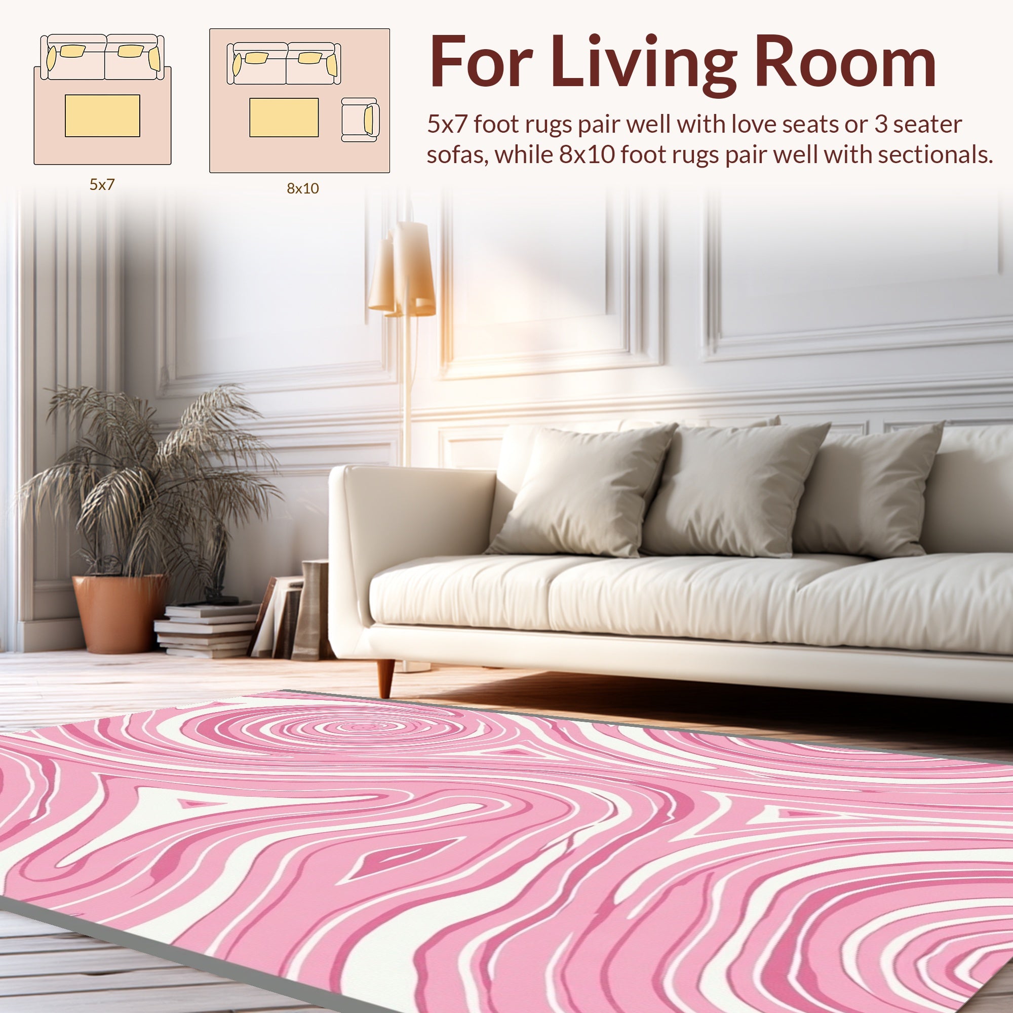 Pink Swirls Abstract Modern Rug