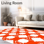 Orange And White Interlocking Geometric Rug