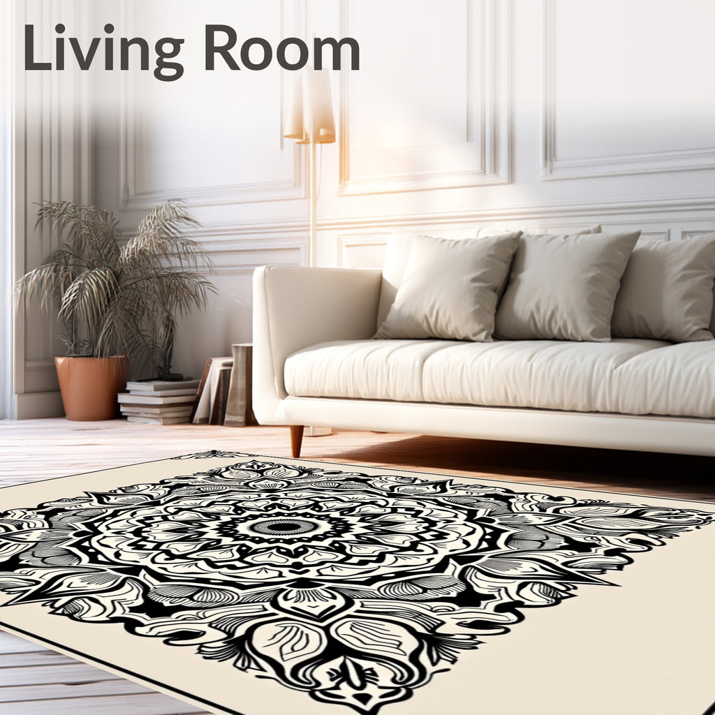 Intricate Floral Mandala Pattern Rug