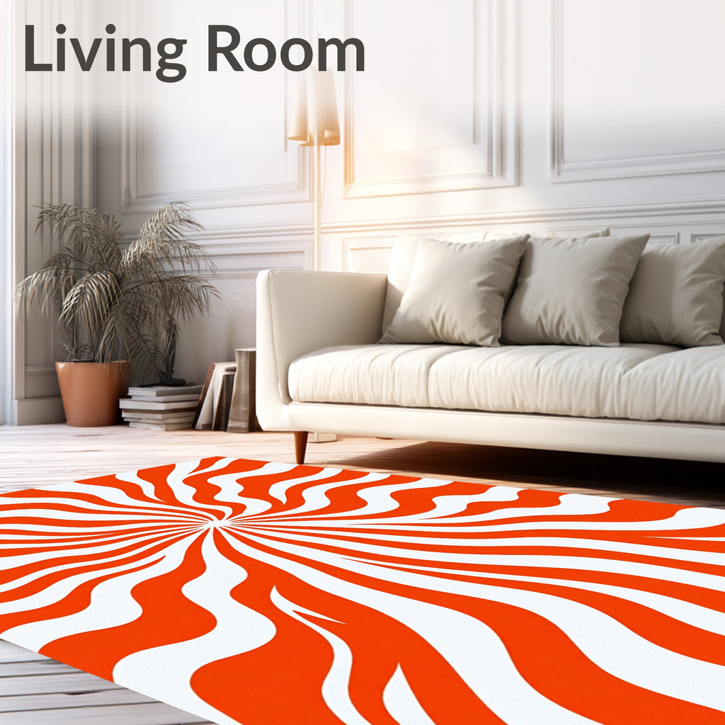 Bold Orange White Swirl Rug