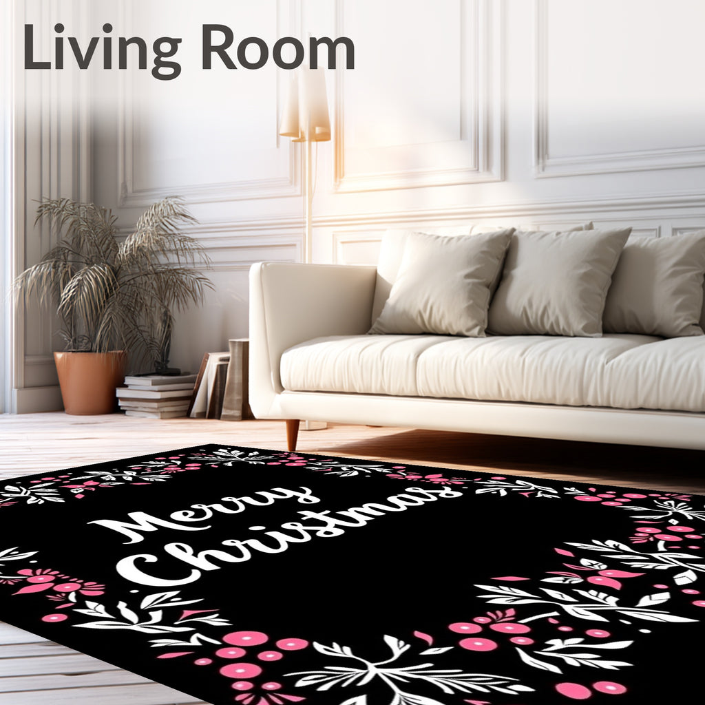 Festive Floral Berry Border Design Rug