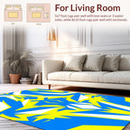 Bold Blue Yellow Abstract Shapes Rug