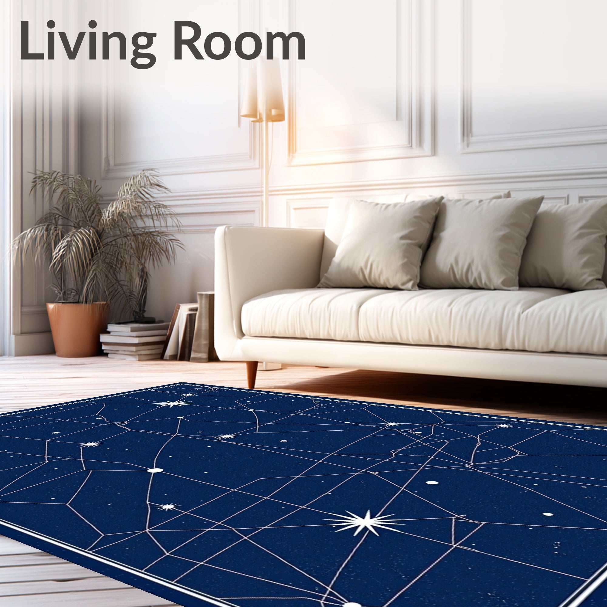 Deep Blue Starry Night Constellation Rug