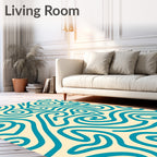 Abstract Teal Swirl Patterns Rug