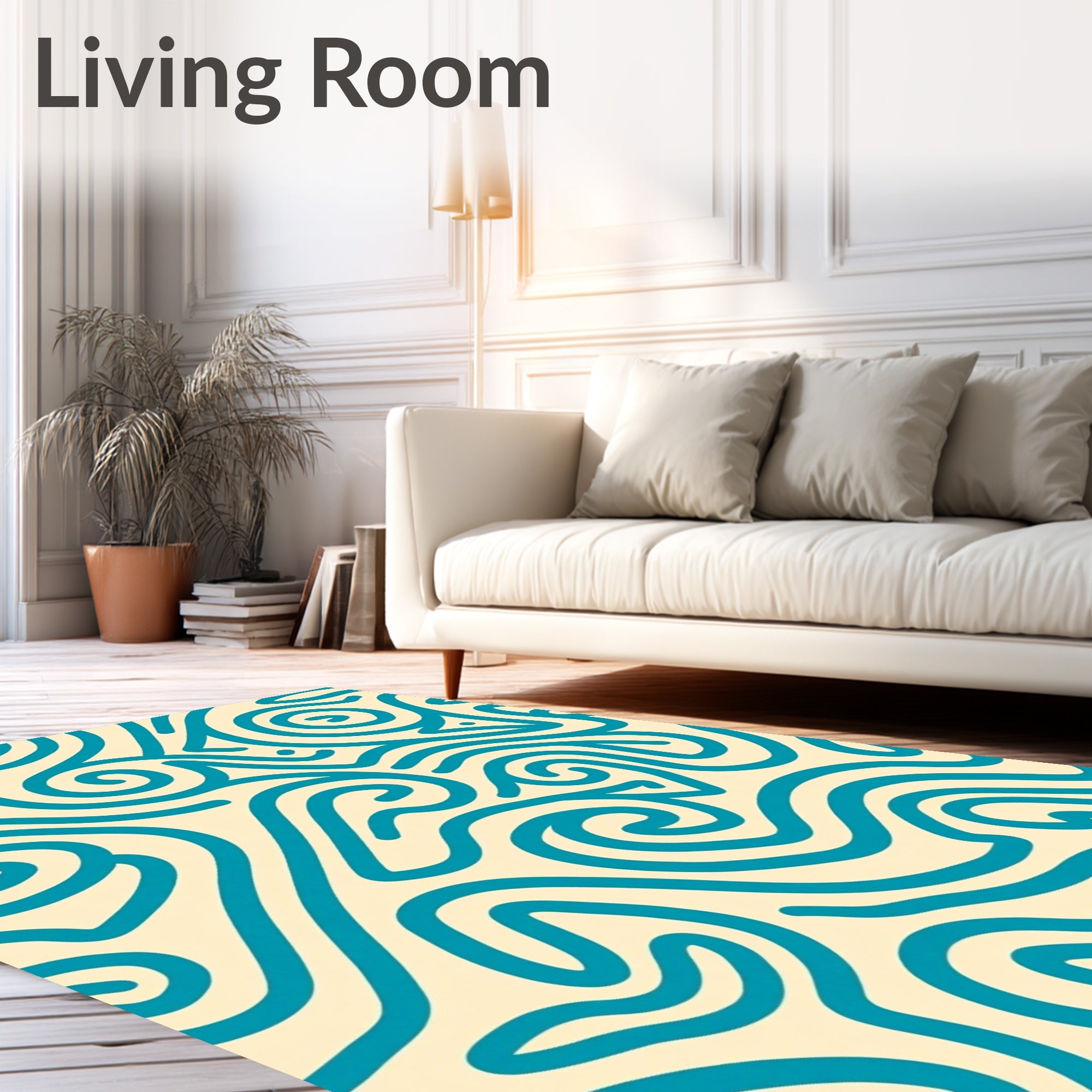 Abstract Teal Swirl Patterns Rug