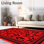 Crimson Black Branch Floral Medallion Rug