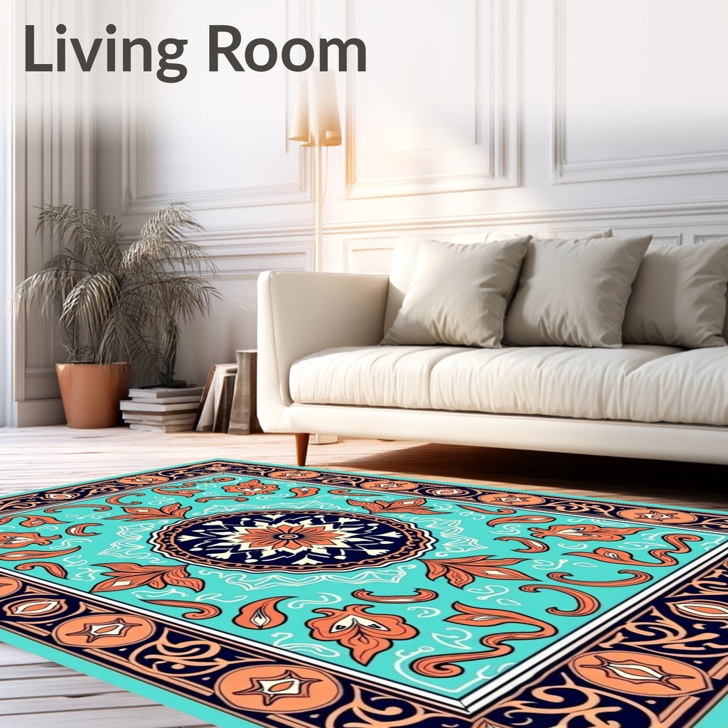 Ornate Floral Mandala Decorative Rug