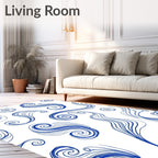 Blue Swirls Abstract Waves Design Rug