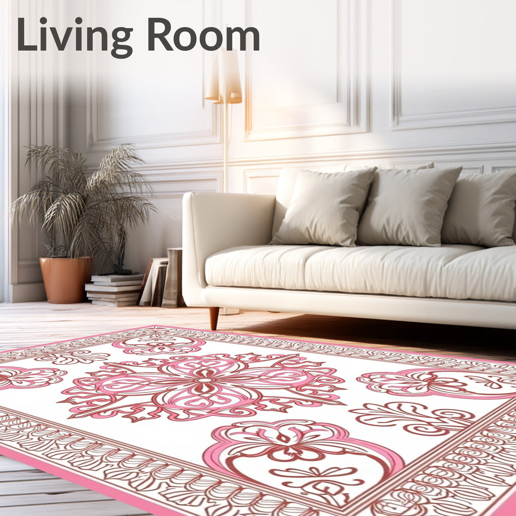 Pink Rose Floral Art Nouveau Rug