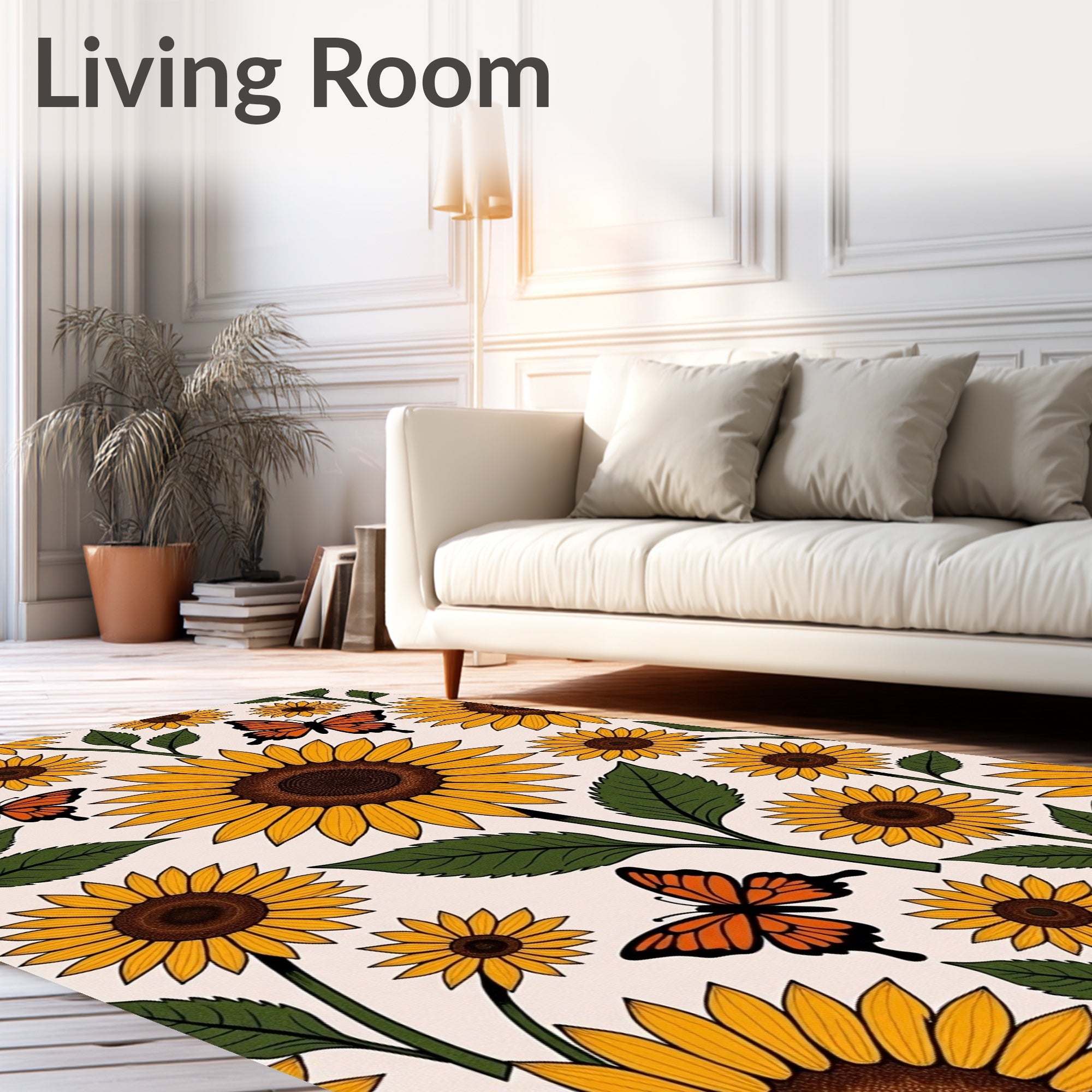Sunflower Butterfly Sunny Pattern Rug