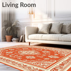 Ornate Floral Scrollwork Border Design Rug