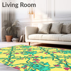 Art Nouveau Teal And Pink Floral Pattern Rug