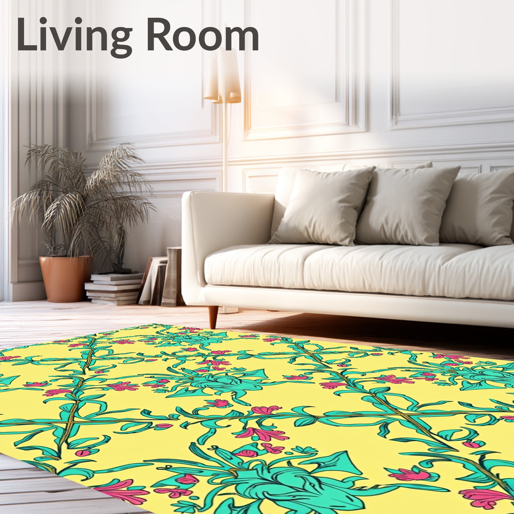 Art Nouveau Teal And Pink Floral Pattern Rug