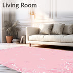 Delicate Pink Star Swirl Pattern Rug
